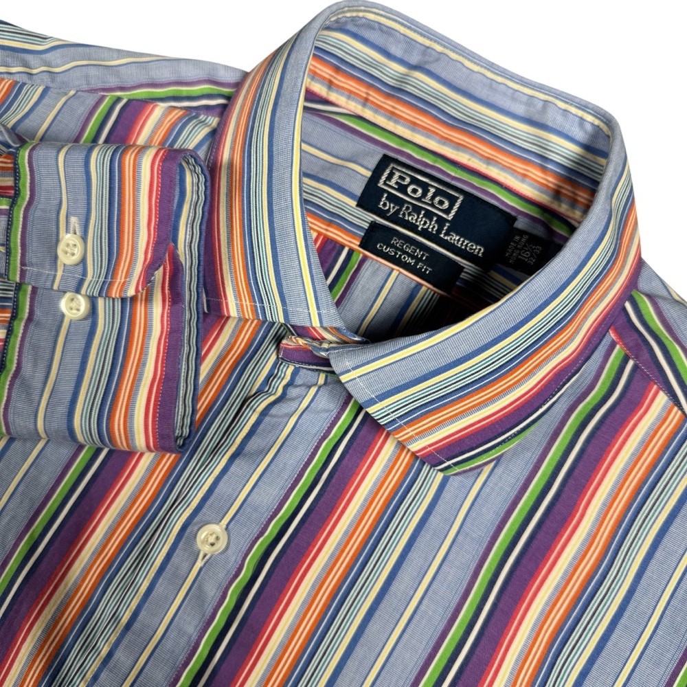Polo‎ Ralph Lauren Men’s L Regent Custom Fit Multicolor Stripe Cotton Shirt